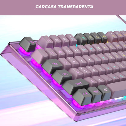 Kit Gaming Timebox, 8 Culori RGB, Lumina Reglabilă, Ergonomic, Mov