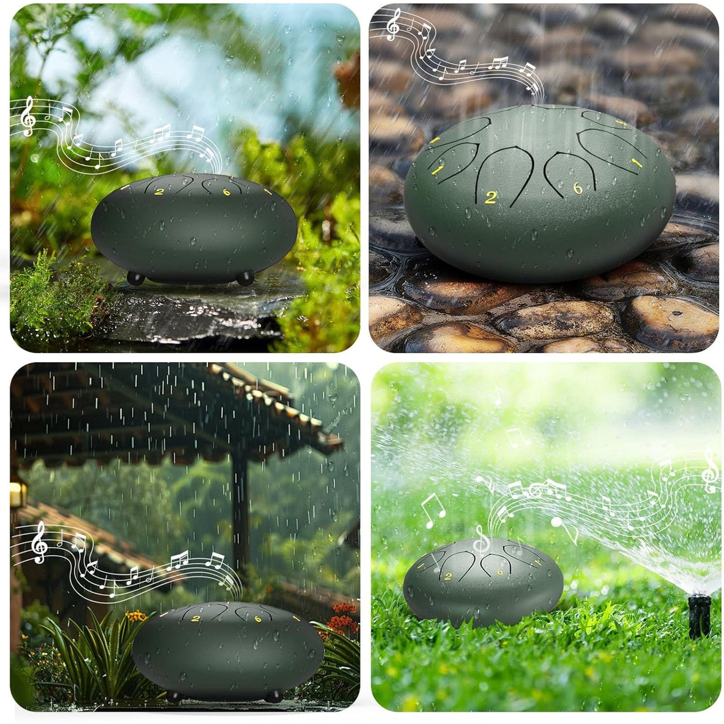 Tamburina de ploaie pentru Gradina si Meditatie, Verde