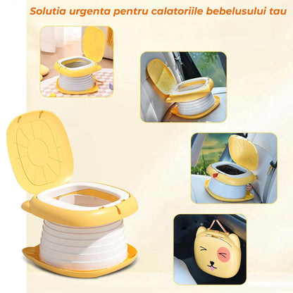 Toaleta Portabila Pliabila pentru Copii, WC de Calatorie, Galben