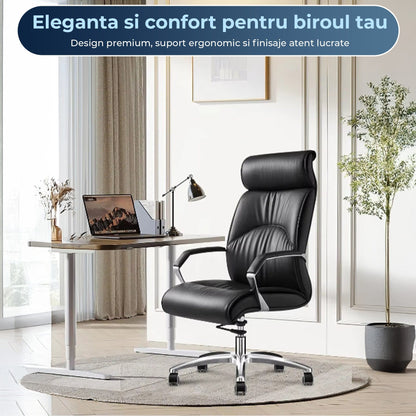 Scaun ergonomic de birou Timebox, 360°, home office sau spatii comerciale, Negru
