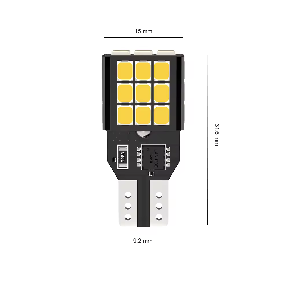 Set 2 x bec LED T15 W16W WY16W LUSMAR™ 1100 lm, Canbus - fara eroare - off-road