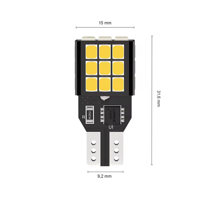 Set 2 x bec LED T15 W16W WY16W LUSMAR™ 1100 lm, Canbus - fara eroare - off-road