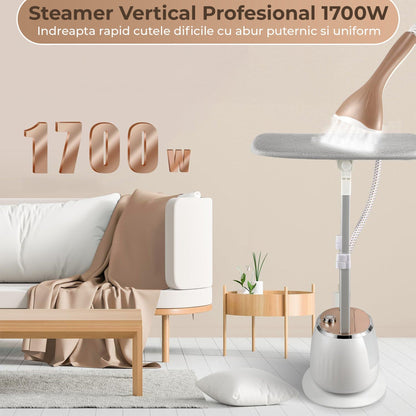 Standing Steamer Timebox, 1700W, Rezervor Mare 1, Calcare Verticala, Alb