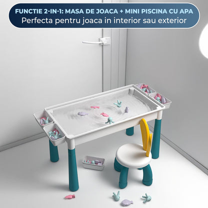 Masa Multifunctionala cu Piese Compatibile Lego Duplo, Set 61x41cm cu 442 Piese