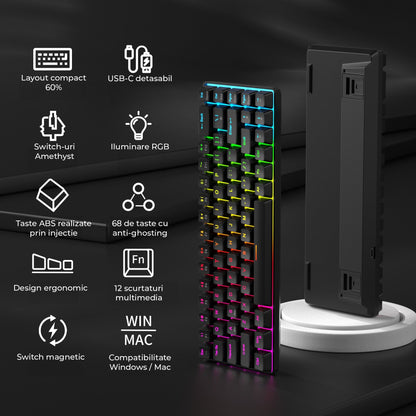 Tastatura Mecanica Gaming Timebox, 60%, Anti-Ghosting, Negru