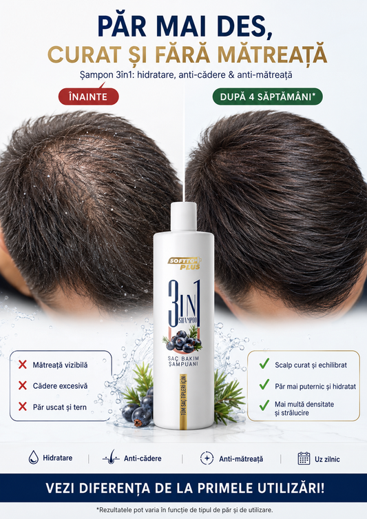 Șampon 3în1 Hidratant, Anti-Cădere & Anti-Mătreață