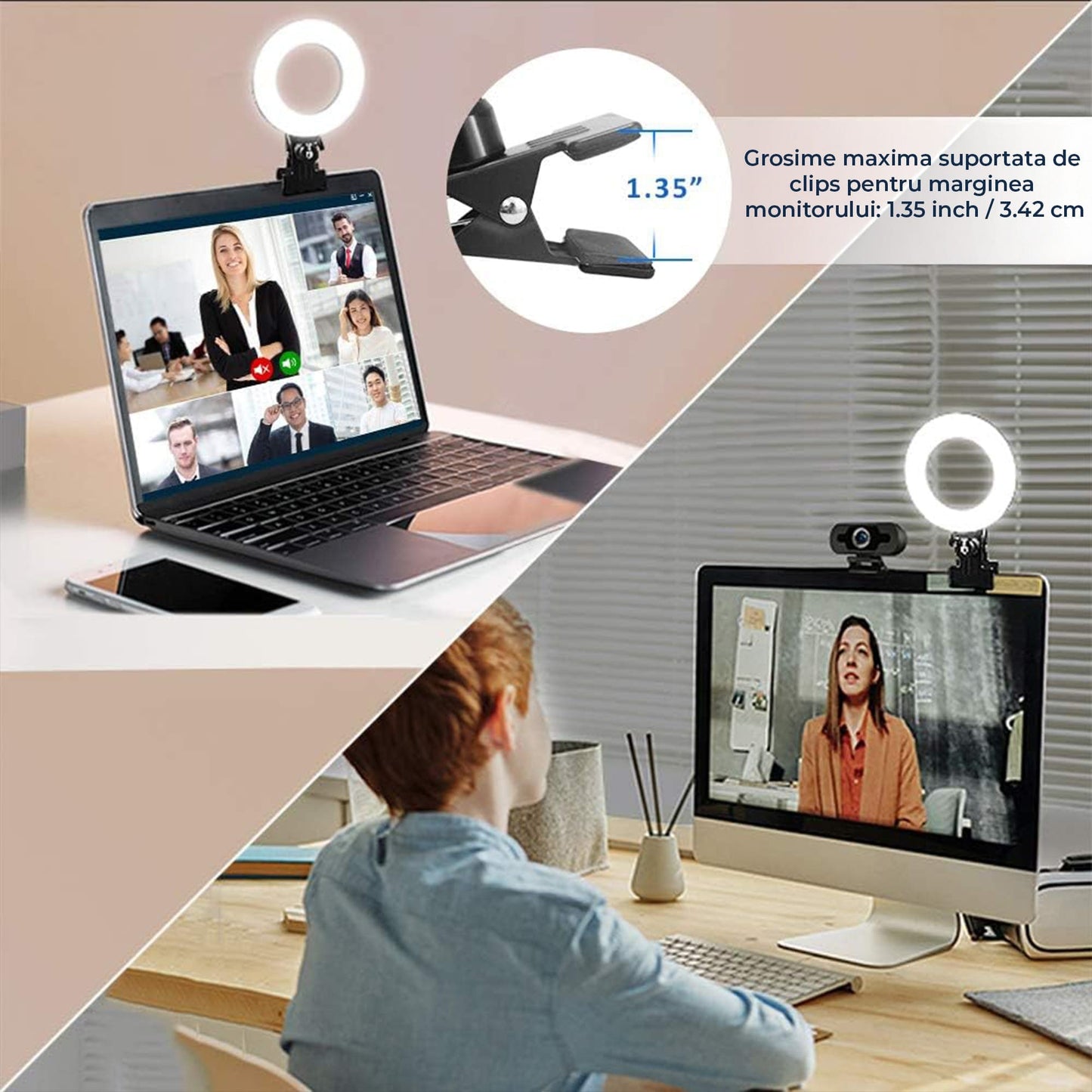 Lampa LED Ring Light pentru Videoconferinte Timebox
