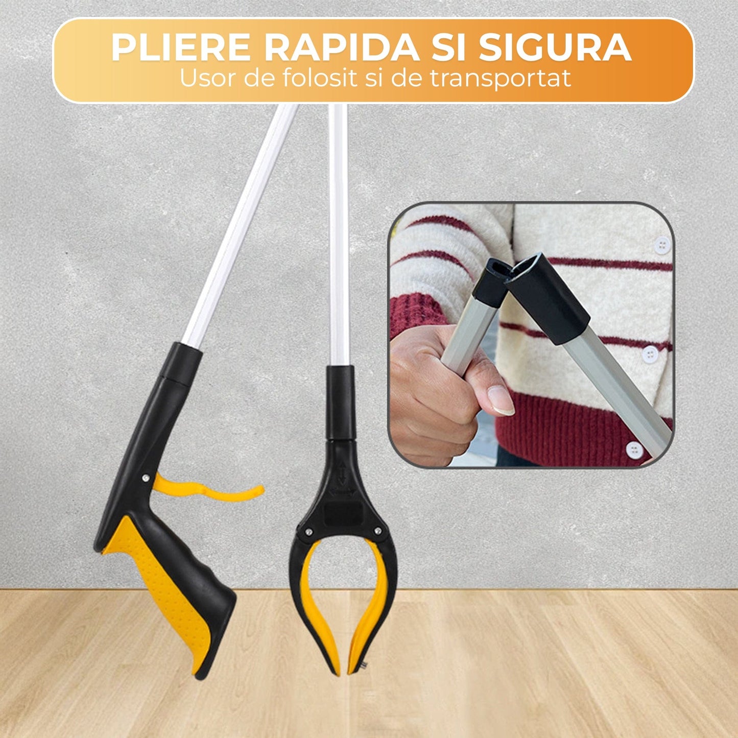 Cleste Pliabil Extensibil Timebox, Ridicare Fara Aplecare, Portocaliu