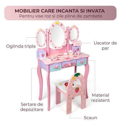Set de joaca din lemn pentru fete 4, 6 ani, Sarbatori, Roz