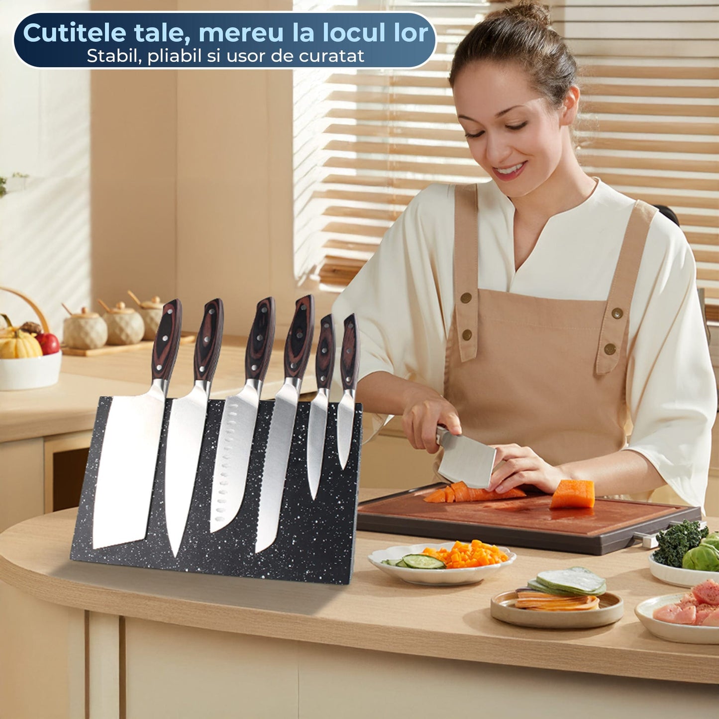 Suport magnetic Timebox, Capacitate 7-9 cutite, Fara asamblare, Negru