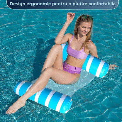 Set 2 Saltele Gonflabile 4-in-1 pentru Piscina - Hamac, Sezlong, Verde