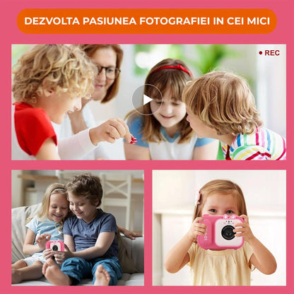 Camera Video Digitala pentru Copii cu Ecran Mare 2, Card 32GB, Roz