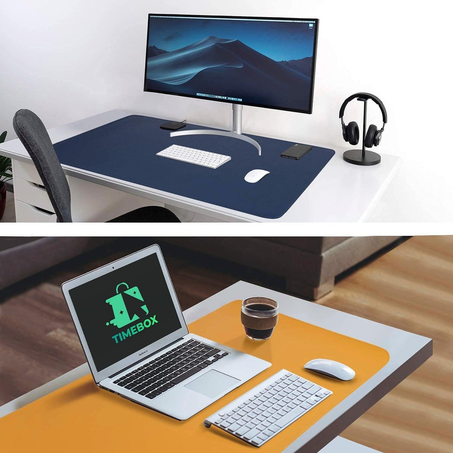 Mousepad gaming XXL cu doua fete din piele pu, 80x40, impermeabil