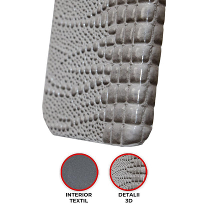 Husa de Protectie Timebox, Apple iPhone 13, stil Piele de sarpe, Gri
