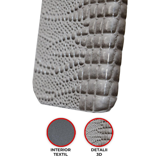 Husa de Protectie Timebox, Apple iPhone 13, stil Piele de sarpe, Gri
