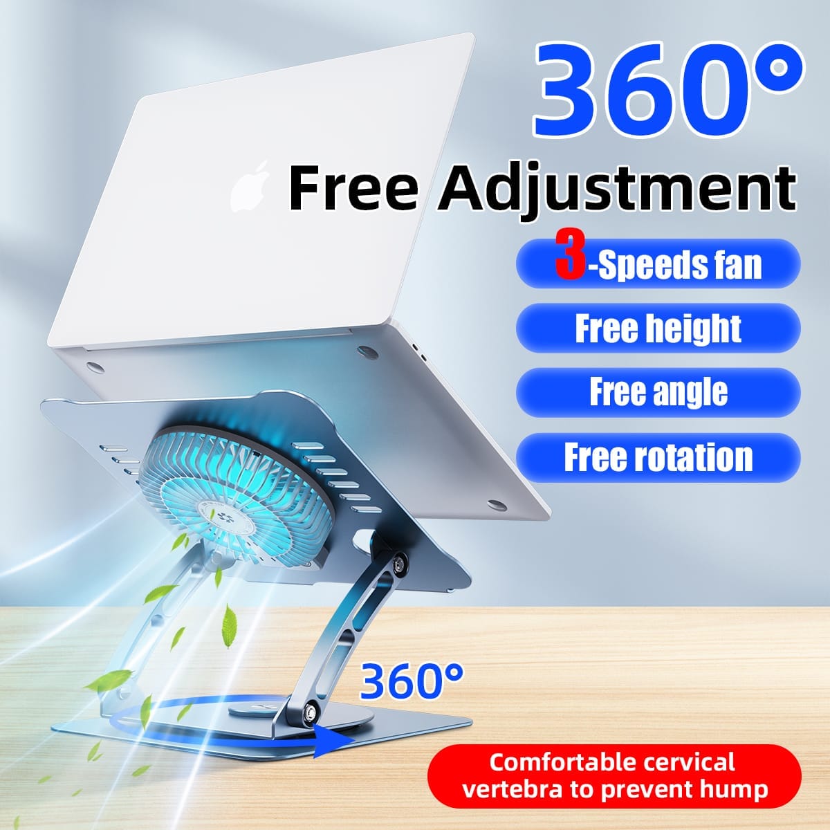 Suport pentru laptop si tableta, Ventilator de racire, Aluminiu