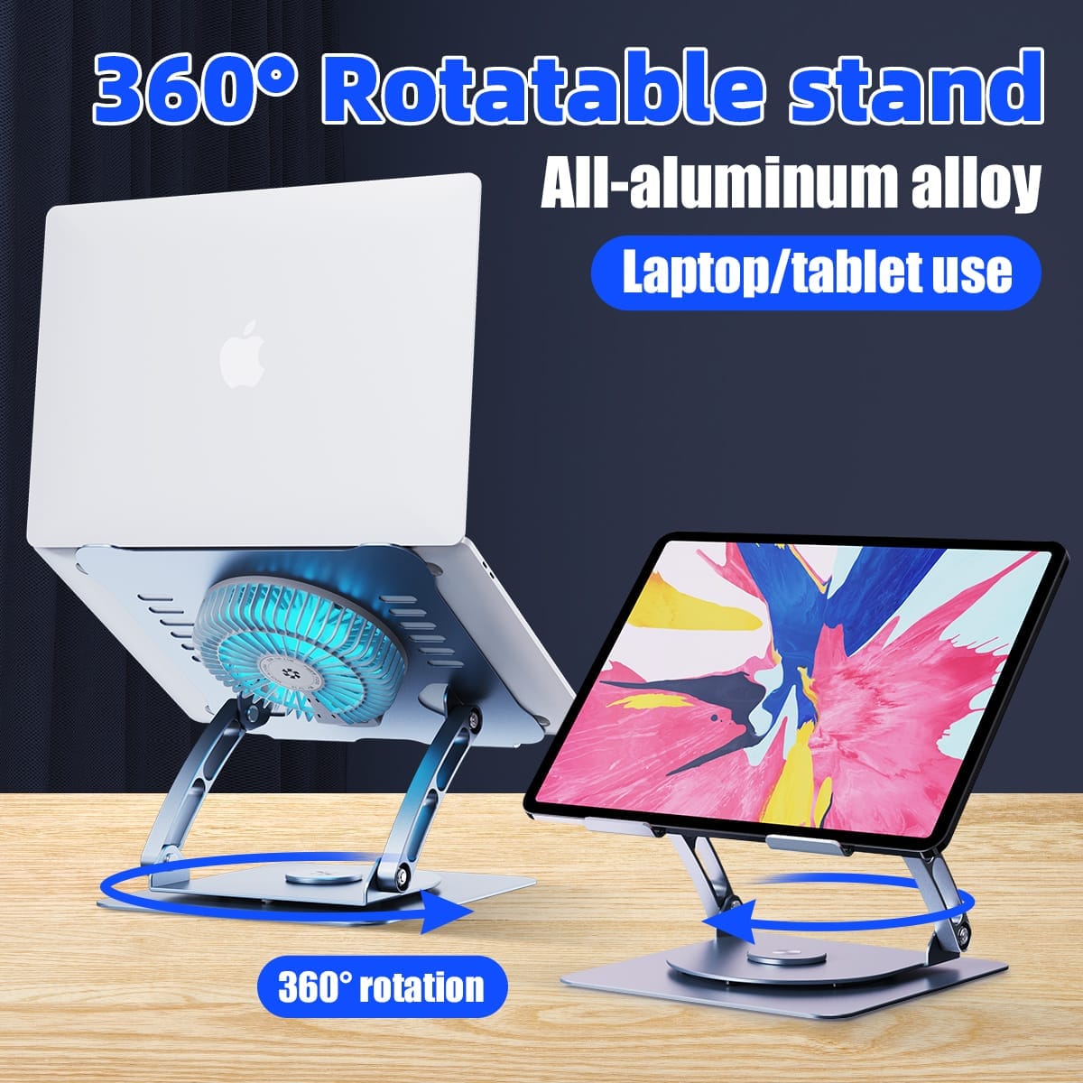 Suport pentru laptop si tableta, Ventilator de racire, Aluminiu