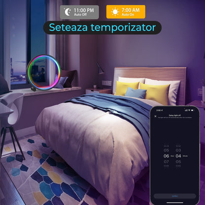 Lampa LED Smart RGB cu aplicatie, noptiera, dormitor, gaming