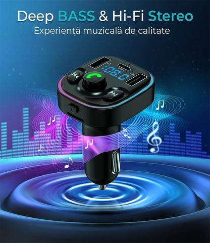 Modulator FM, Hands-Free Kit cu 10 functii, QC 3, Port USB Type-C, Negru