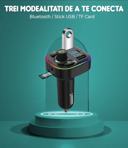 Modulator FM, Hands-Free Kit cu 10 functii, QC 3, Port USB Type-C, Negru