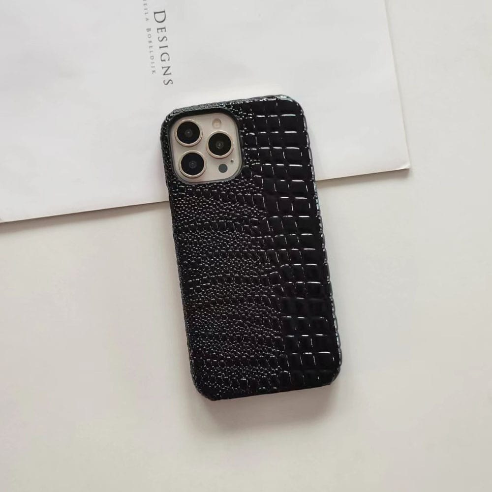 Husa de Protectie Timebox, Apple iPhone 13, stil Piele de sarpe, Negru