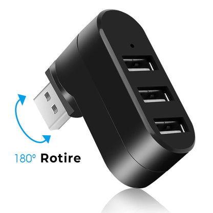 Hub USB extern 3 in 1, Adaptor cu 3 porturi, USB 3, Negru