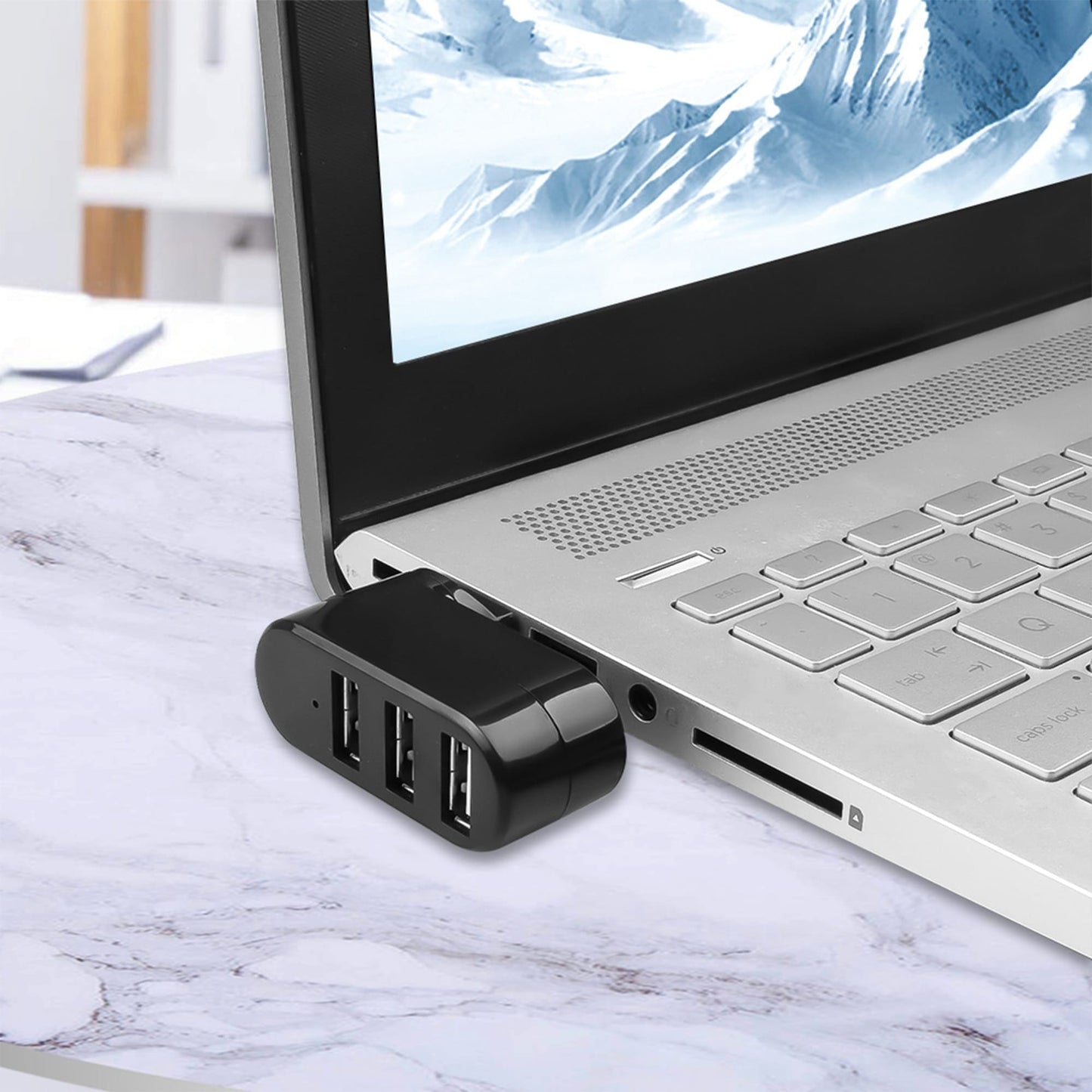 Hub USB extern 3 in 1, Adaptor cu 3 porturi, USB 3, Negru