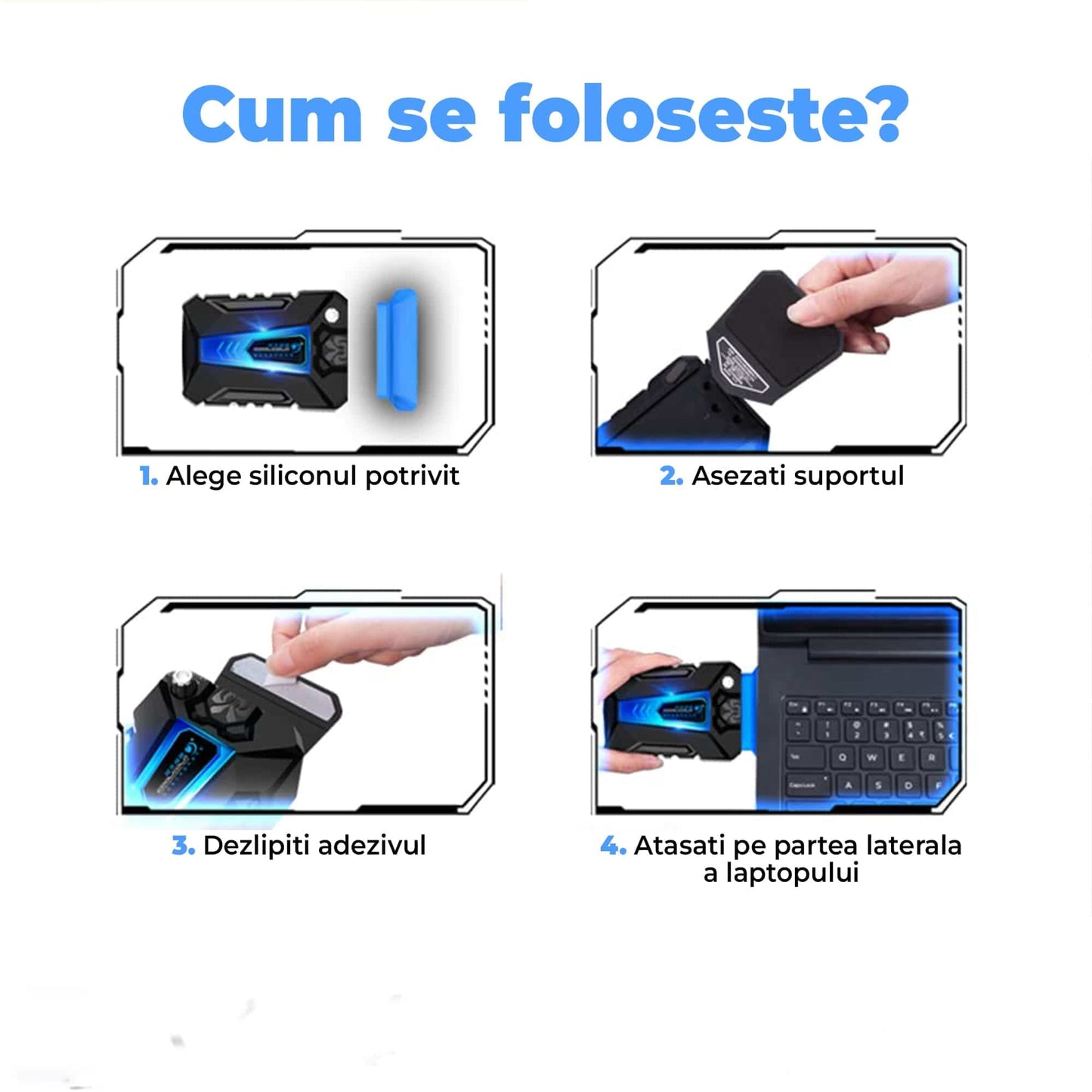 Cooler Laptop Timebox, Ventilator Vacuum pentru Racire Laptop, 3000rpm