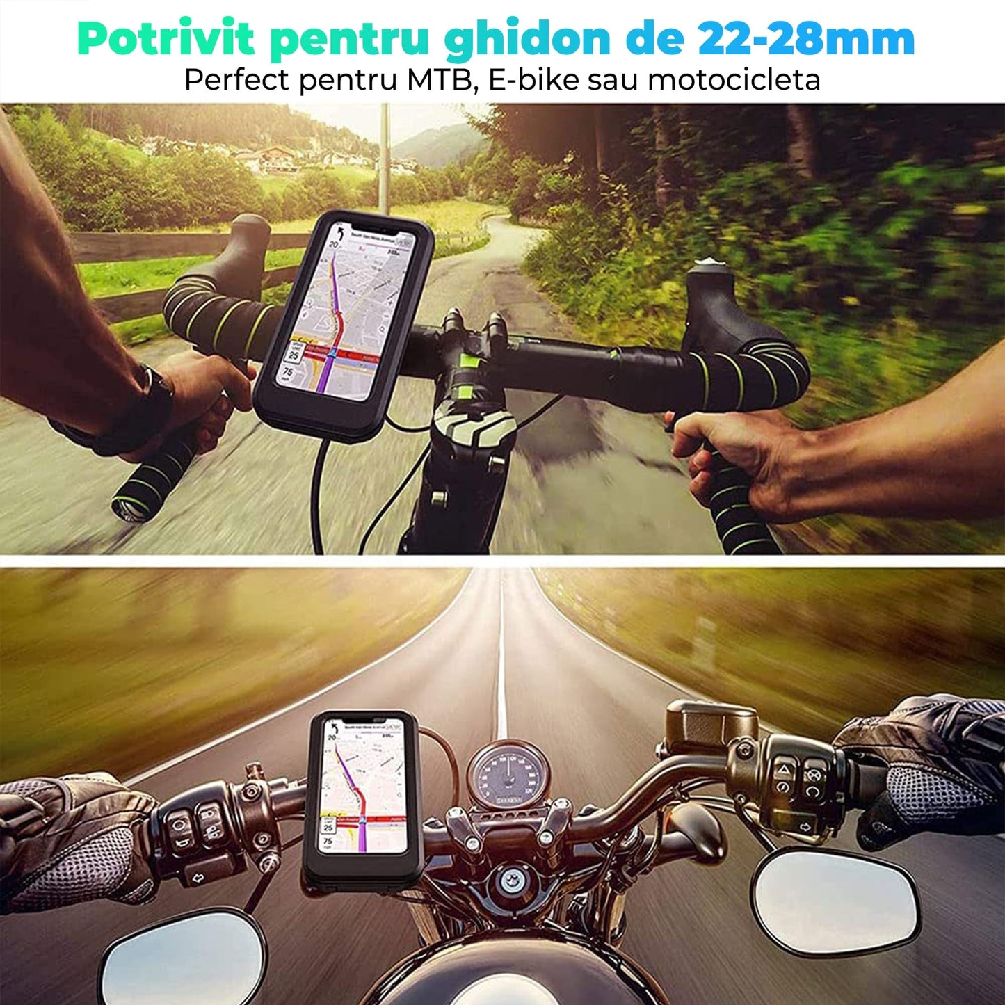 Suport husa telefon Timebox, trotineta electrica, Rotire 360 grade, Negru