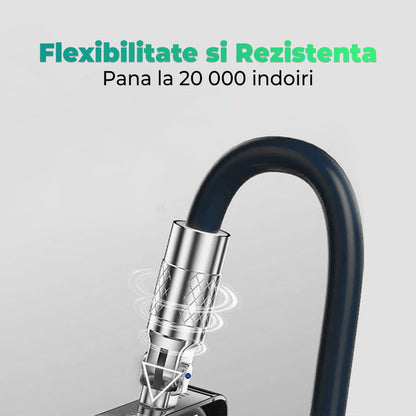 Cablu Date si Incarcare Rapida Timebox, 120W, 1,5m, Rotire 180 grade, Negru