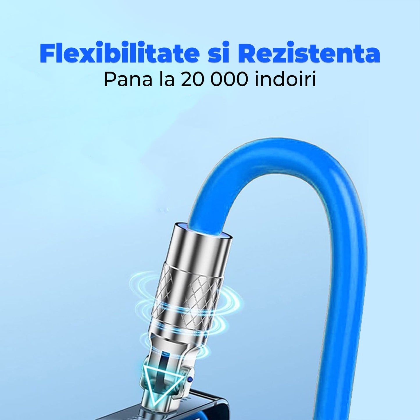 Cablu Date si Incarcare Rapida Timebox, 120W, 1,5m, Rotire 180 grade, Albastru