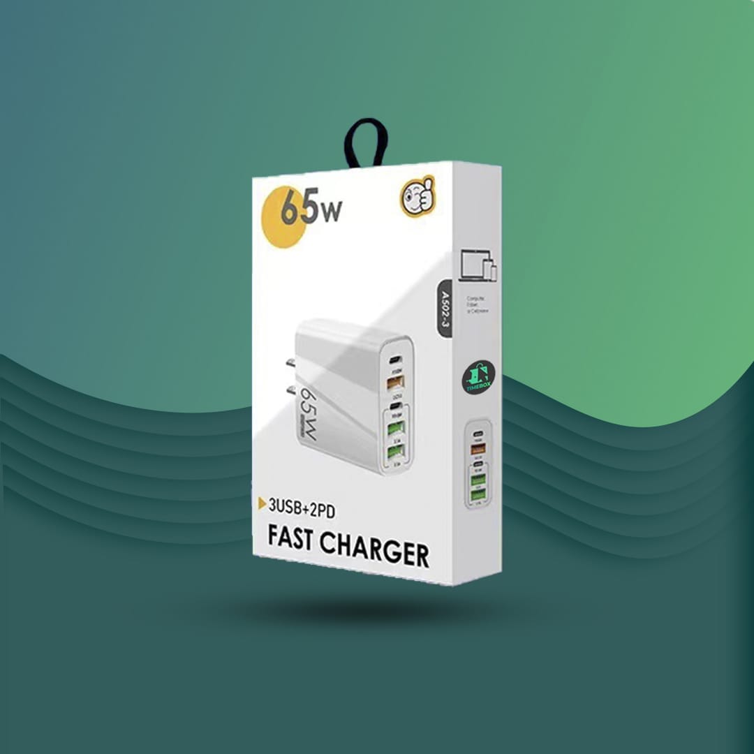 Incarcator Retea, 5 Porturi, 65W, 3 x USB, 2 x Type-C, Alb
