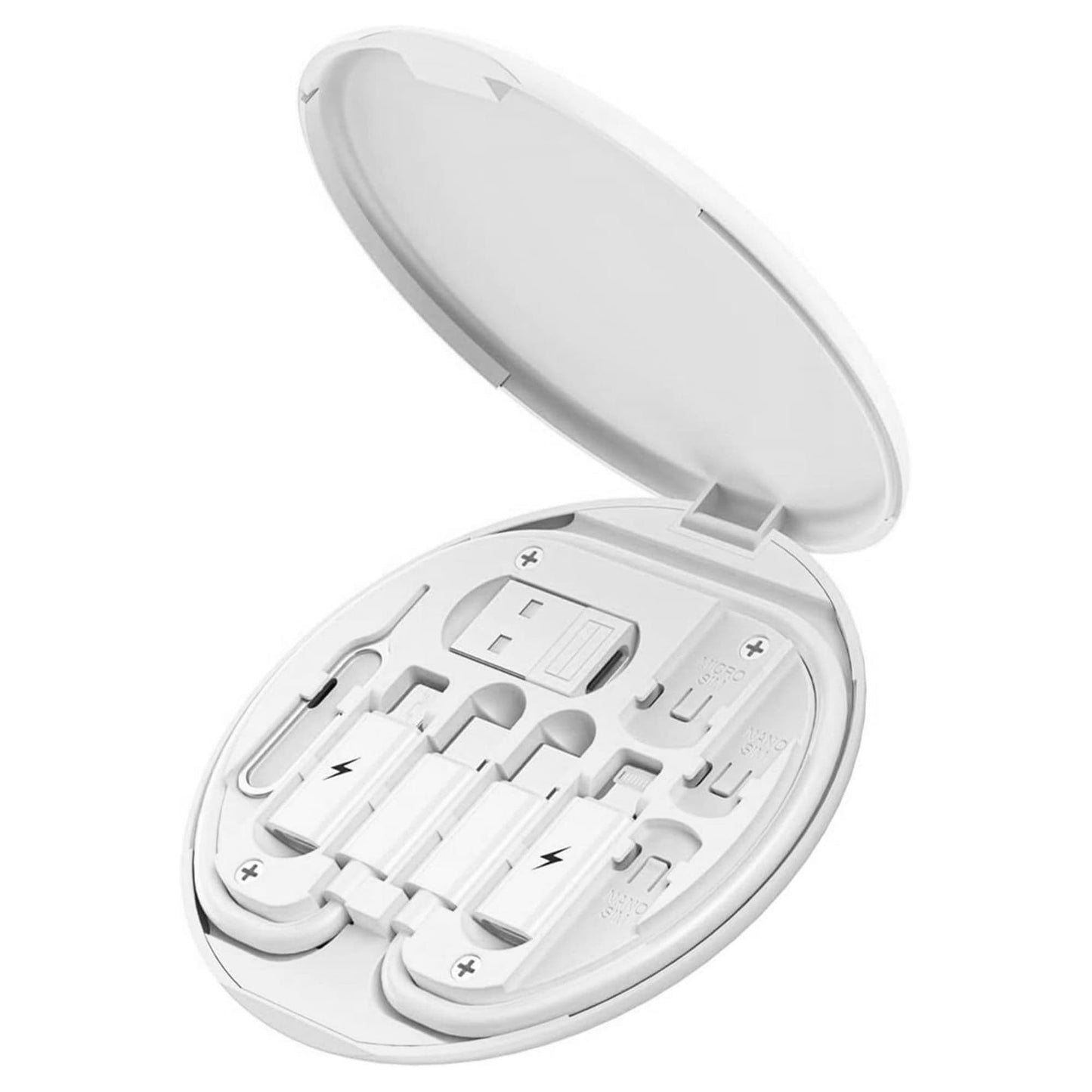 Cablu de date 5 in 1, 60W, Multifunctional, Organizator cabluri, Type-C, Alb