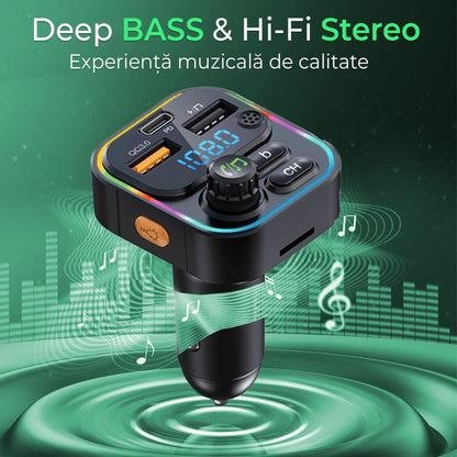 Modulator FM Timebox, 20W, Hands-Free Kit, QC 3, Port USB Type-C, Bluetooth 5
