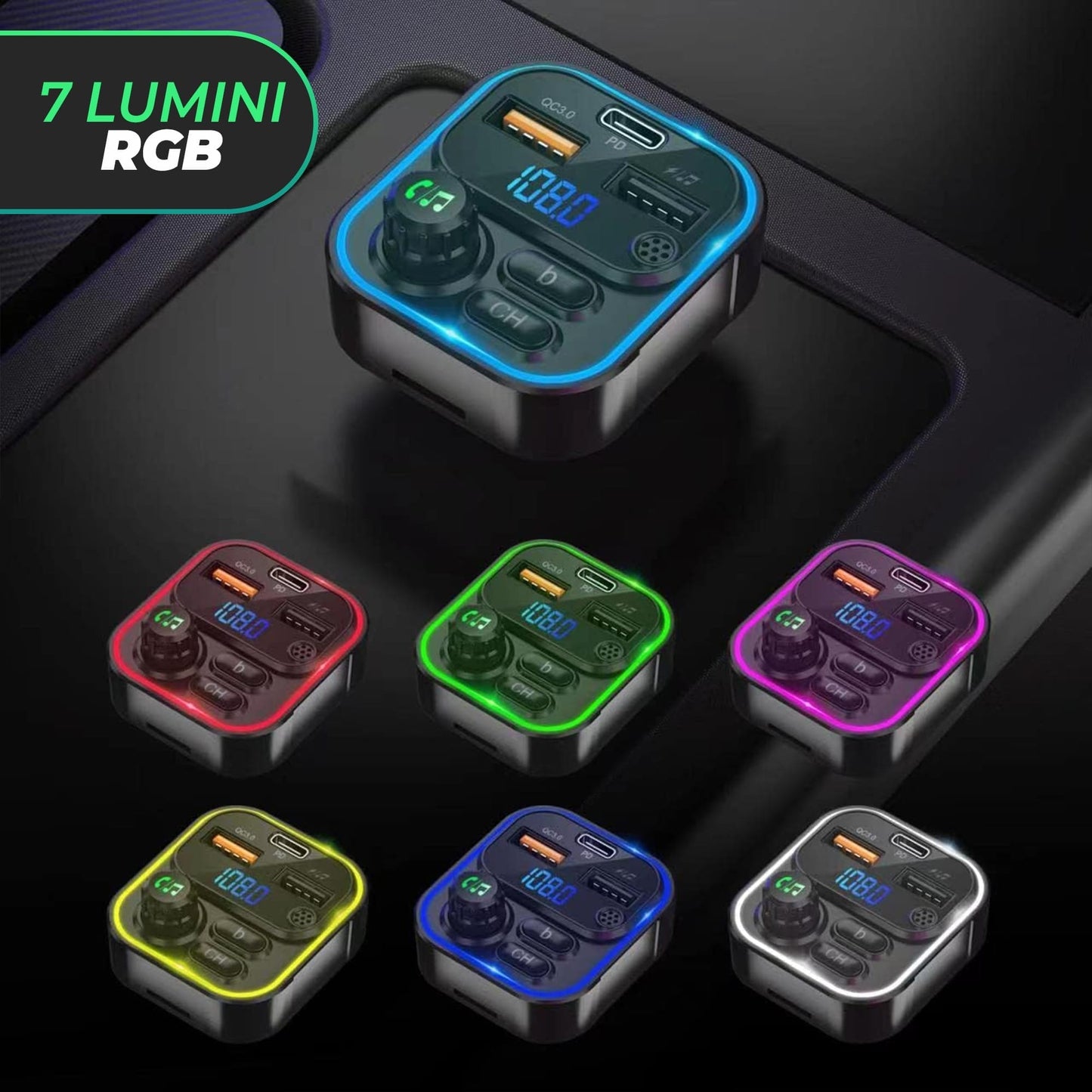Modulator FM Timebox, 20W, Hands-Free Kit, QC 3, Port USB Type-C, Bluetooth 5