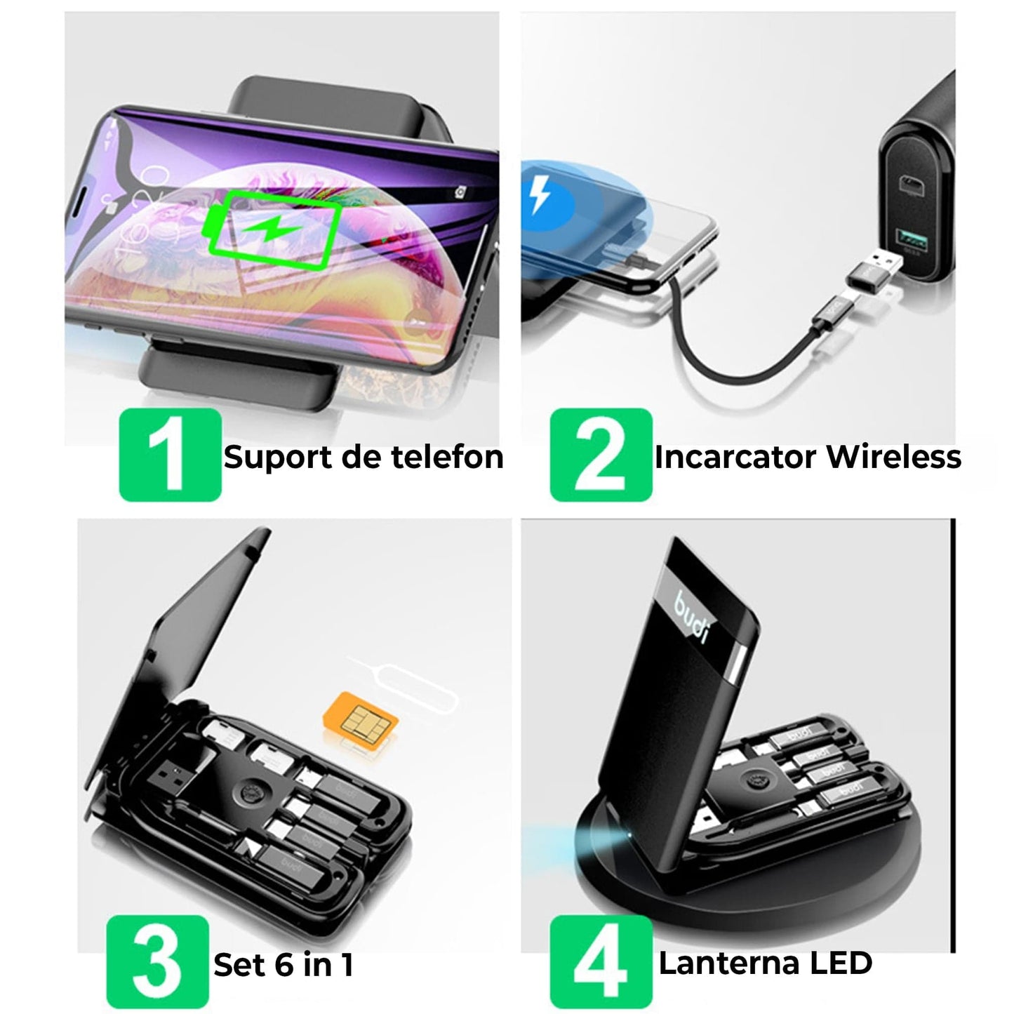 Incarcator Wireless 15W Fast Charge, Negru
