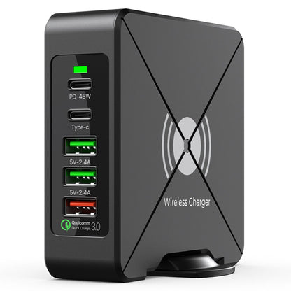 Incarcator Retea Timebox, 5 Porturi, 75W, 2 x USB, 2 x Type-C, Negru