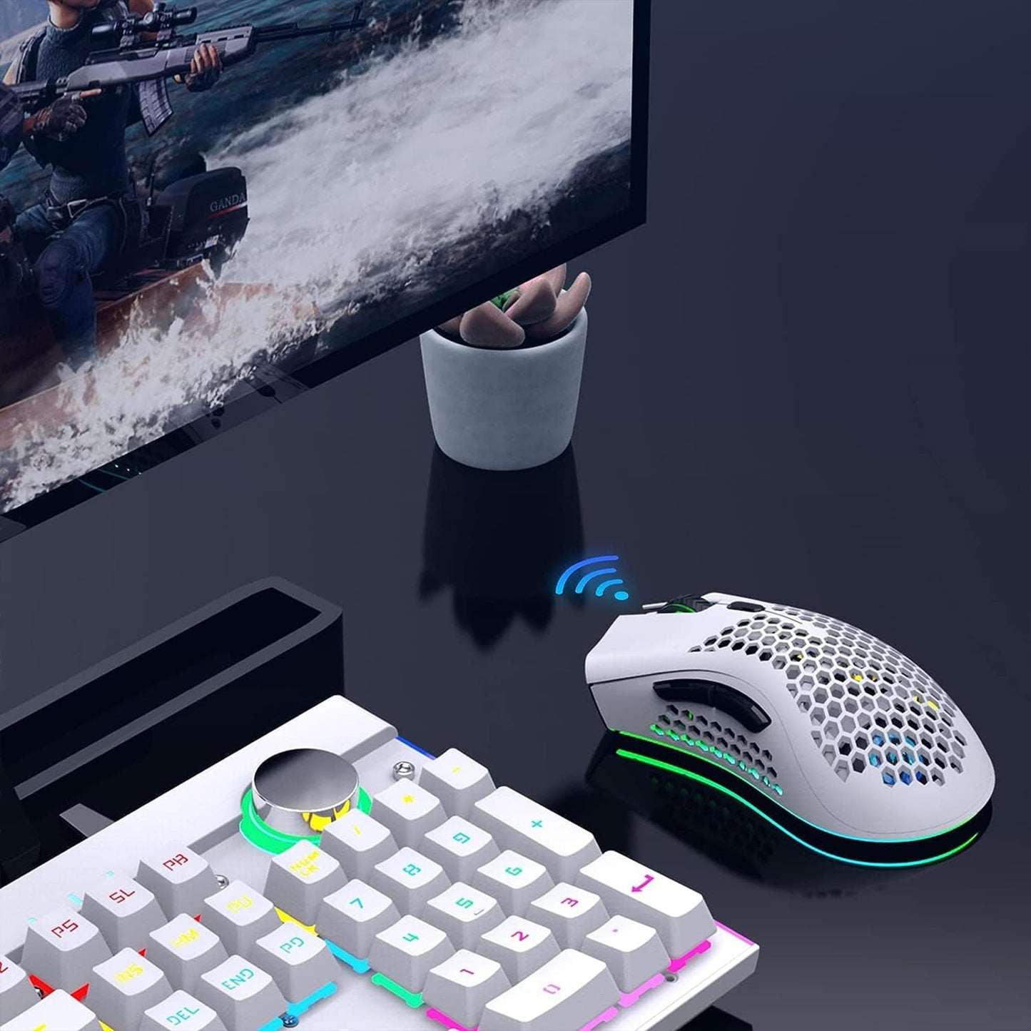 Mouse gaming wireless Timebox, ultrausor 95g, FastCharge, USB, 4 GHz, Alb