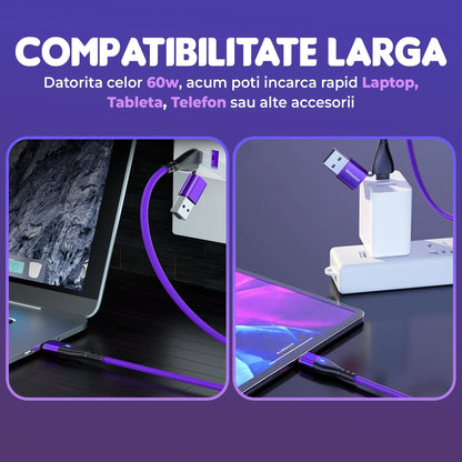 Cablu de date si Incarcare Rapida Timebox, 6 in 1, 60W, 2m, QC 3, Magnetic, Mov