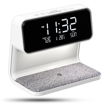 Incarcator Wireless Timebox, 10W, cu ceas digital si alarma, Alb