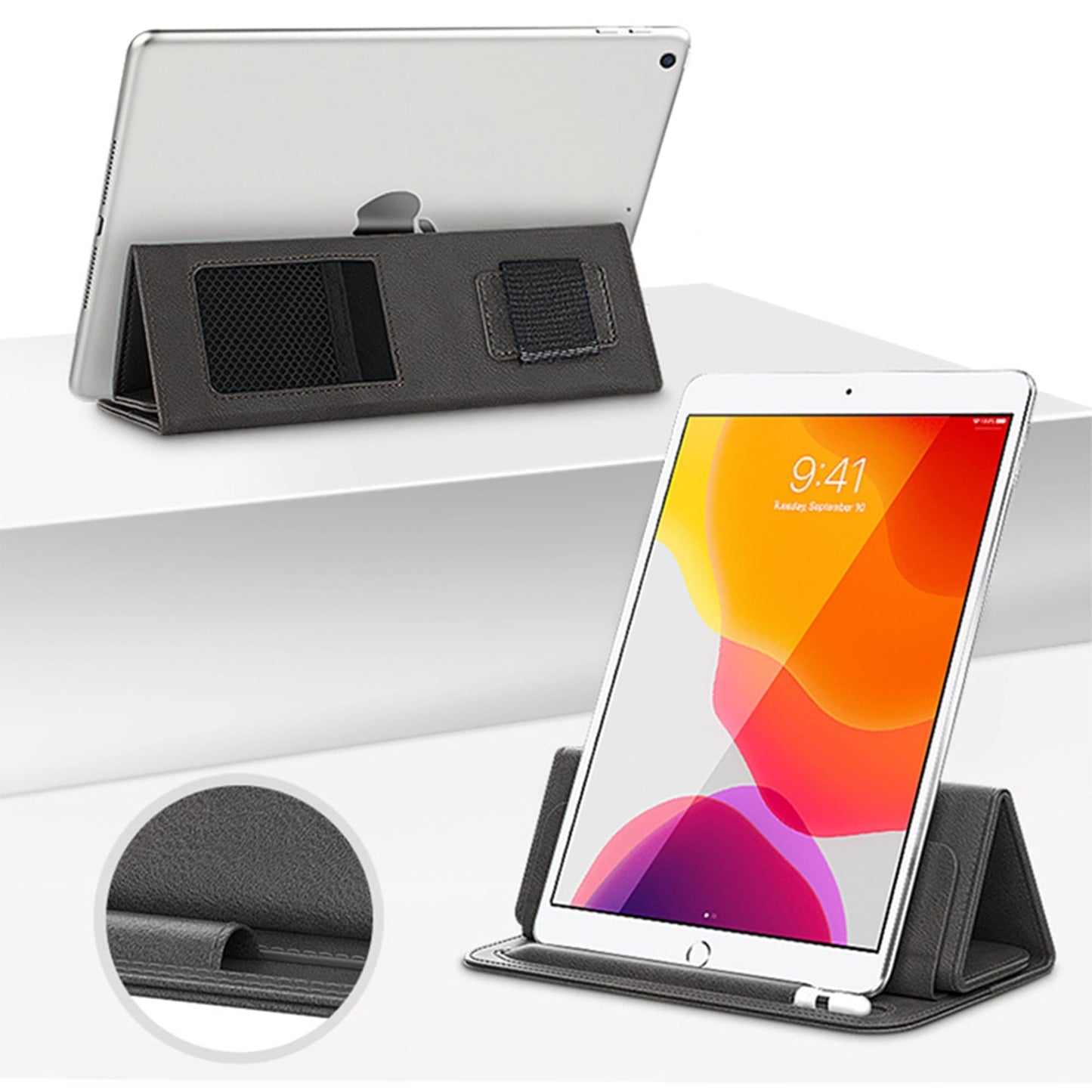 Husa pentru iPad 9 Timebox, 7"/10, 2"/10, 5"/11", cu suport pentru pix, Negru