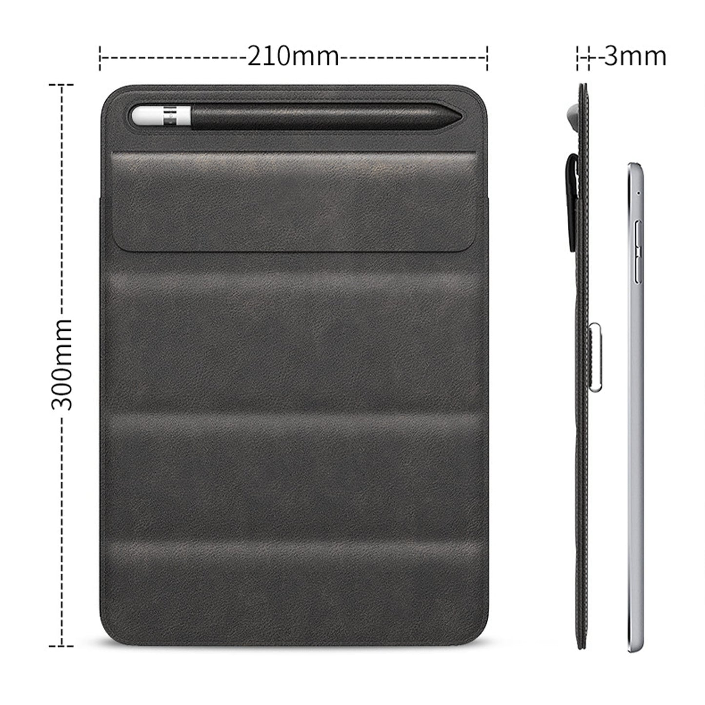Husa pentru iPad 9 Timebox, 7"/10, 2"/10, 5"/11", cu suport pentru pix, Negru
