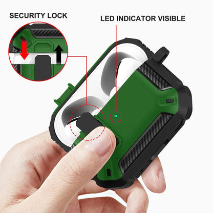 Husa de protectie Timebox, Airpods Pro, Negru/Verde