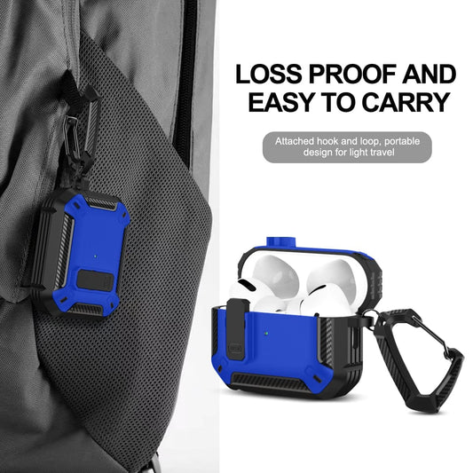 Husa de protectie Timebox, Airpods Pro, Negru/Albastru