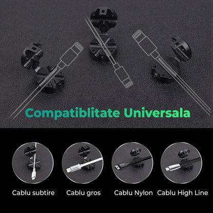 Organizator de cabluri Timebox, cu 4 locuri, masa, masina, noptiera, Negru