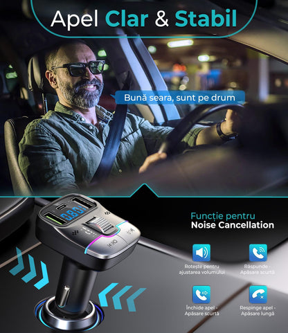 Modulator FM Timebox, GZ01, Hands-Free, QC 3, USB, Port USB Type-C, Bluetooth 5