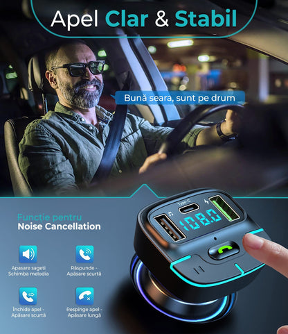 Modulator FM Timebox, GZ03, Handfree, QC 3, USB, Port USB Type-C, Bluetooth 5