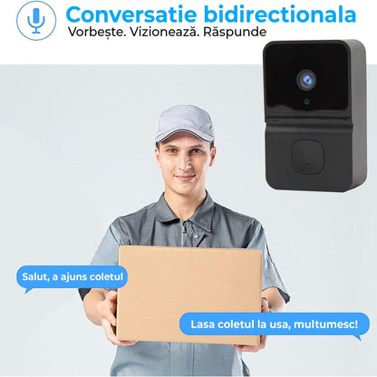 Sonerie Video Camera Wireless Timebox, 720P, cu microfon audio, Negru