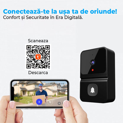 Sonerie Video Camera Wireless Timebox, 720P, cu microfon audio, Negru