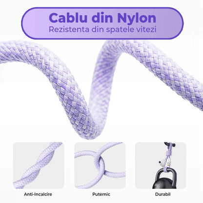 Cablu Date si Incarcare Rapida Timebox, 3 in 1, 66W, 1,2m, QC 3, USB, Mov